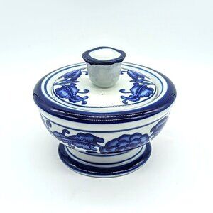 Bombay Company Blue White Covered Round Sugar Bowl